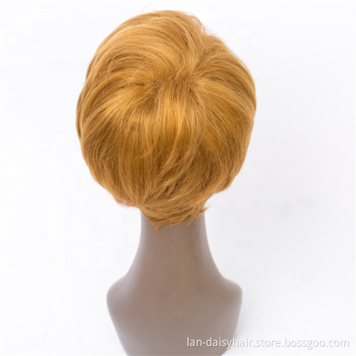 Highlight Bob wig Pixie Cut Short  Curly Honey Blonde  Brazilian Human Hair   Machine Wigs